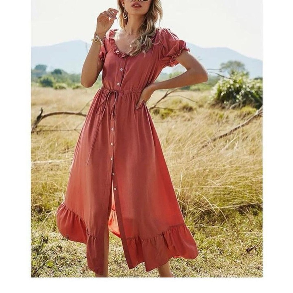Terracotta bohemian maxi dress size S